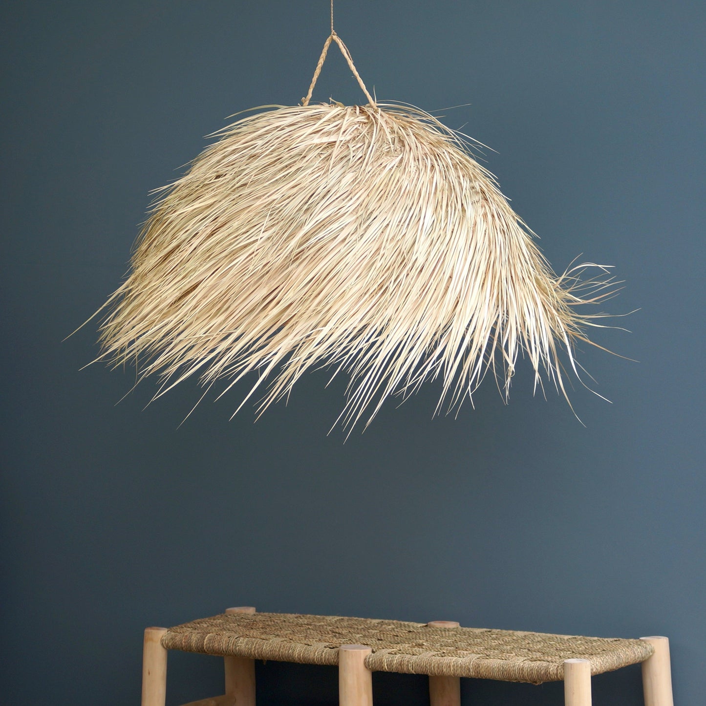 Suspension bohème paille 80cm - boule