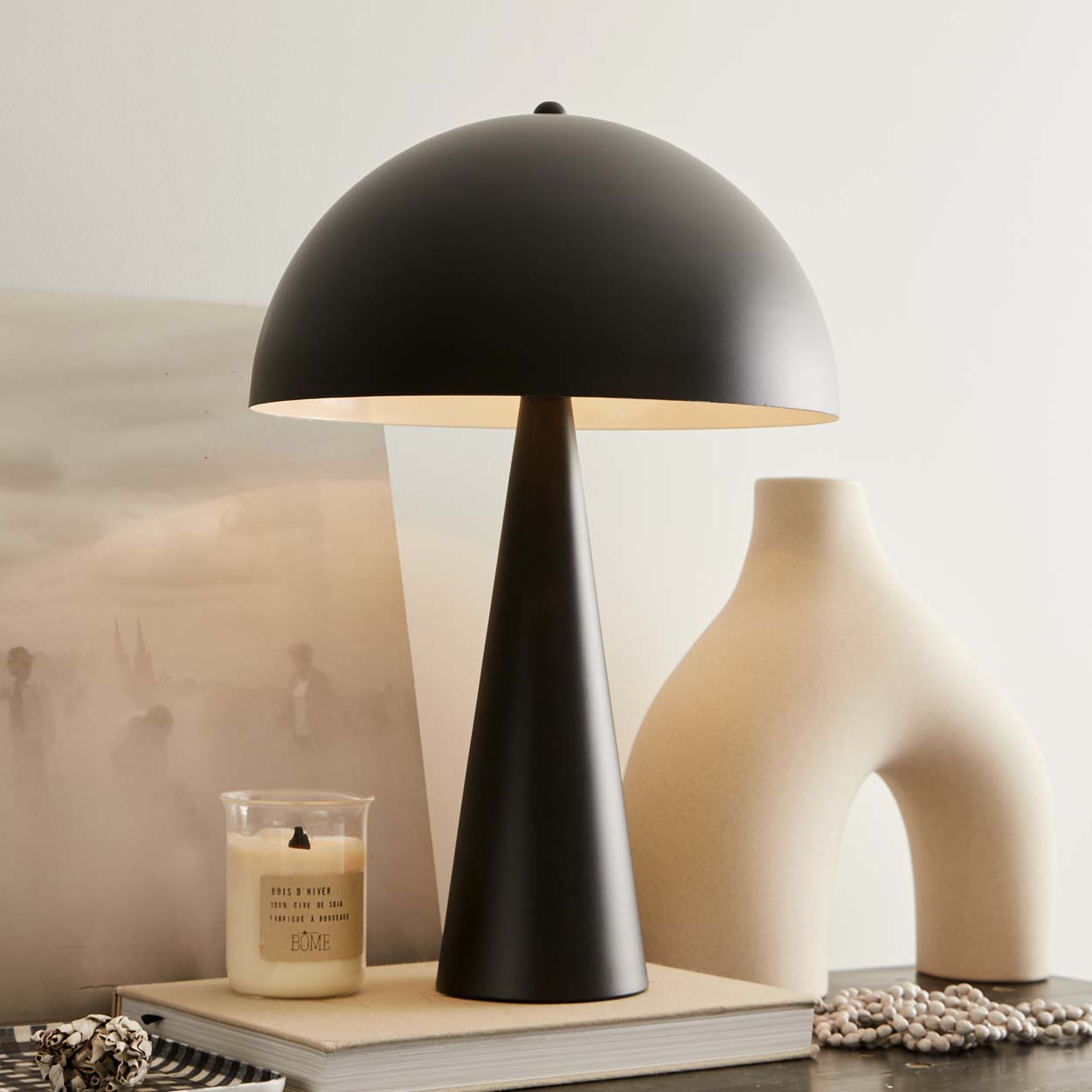 Lampe à poser champignon noir