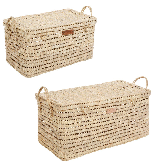 Lot de 2 malles de rangement en feuilles de palmier