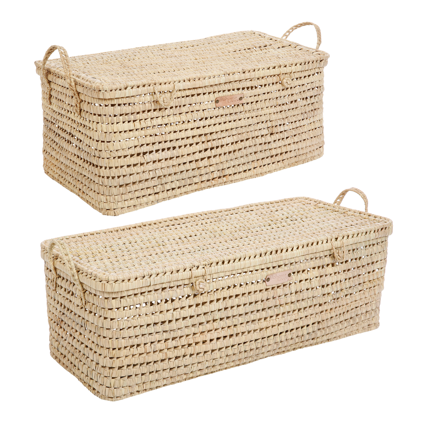 Lot de 2 malles de rangement en feuilles de palmier