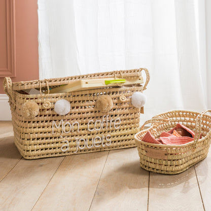 Malle de rangement en feuilles de palmier 60cm - mon coffre à jouets