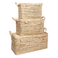 Lot de 3 coffres de rangement en feuilles de palmier