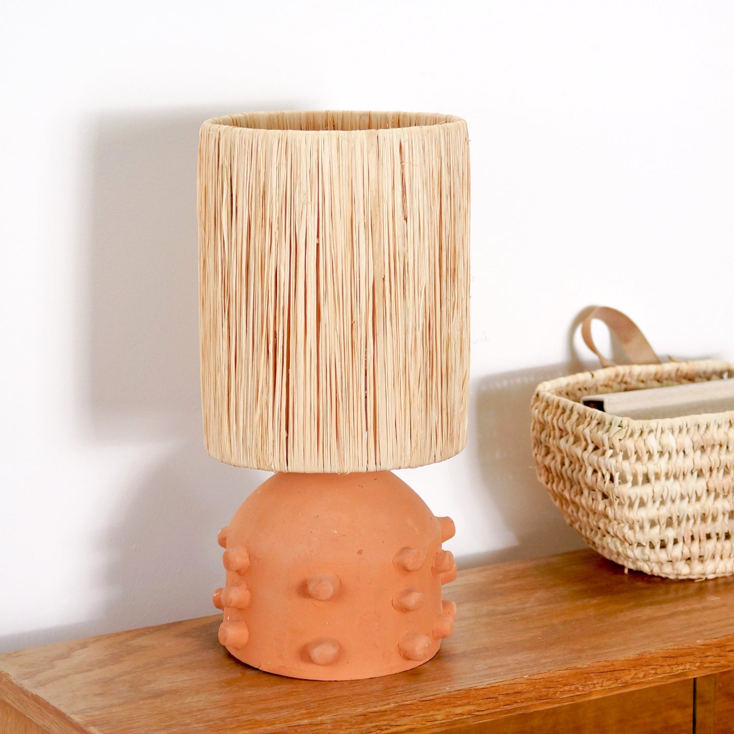 Pied de lampe en terre cuite terracotta - picots