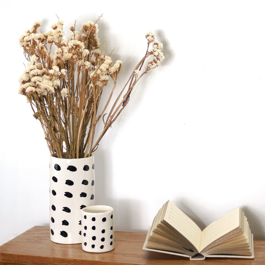 Pots décoratifs en céramique - motif pois