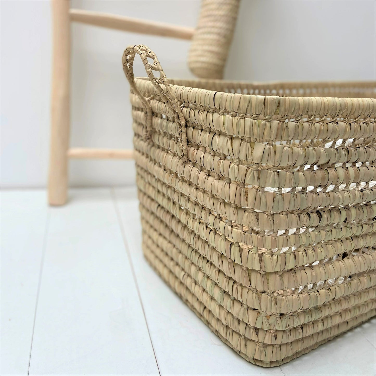 Panier de rangement en feuilles de palmier 80cm