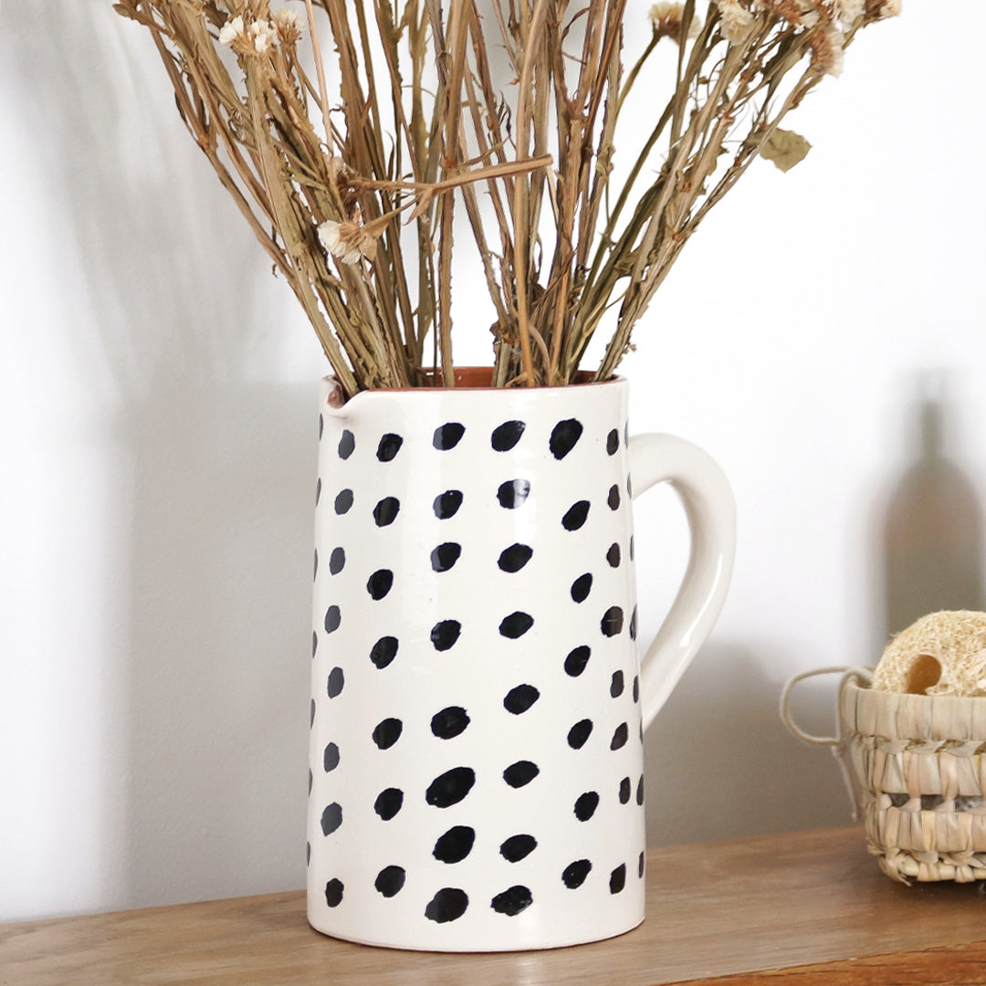 Carafe en terre cuite - motif pois