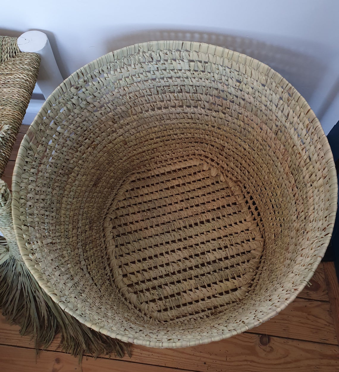 Panier rond xl en feuilles de palmier